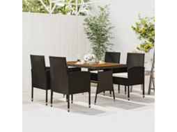 Vidaxl 5 Pcs Conjunto De Jantar P/ Exterior Vime Pe Preto
