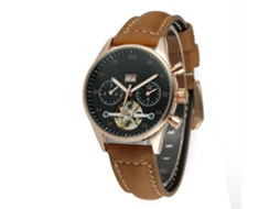 Reloj De Pulsera Automático Forsining Pareja Redondo Correa De Cuero Mujer Negro