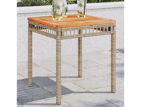 Mesa De Jardim 38x38x42 Cm Vime Pe/acácia Mistura De Beges