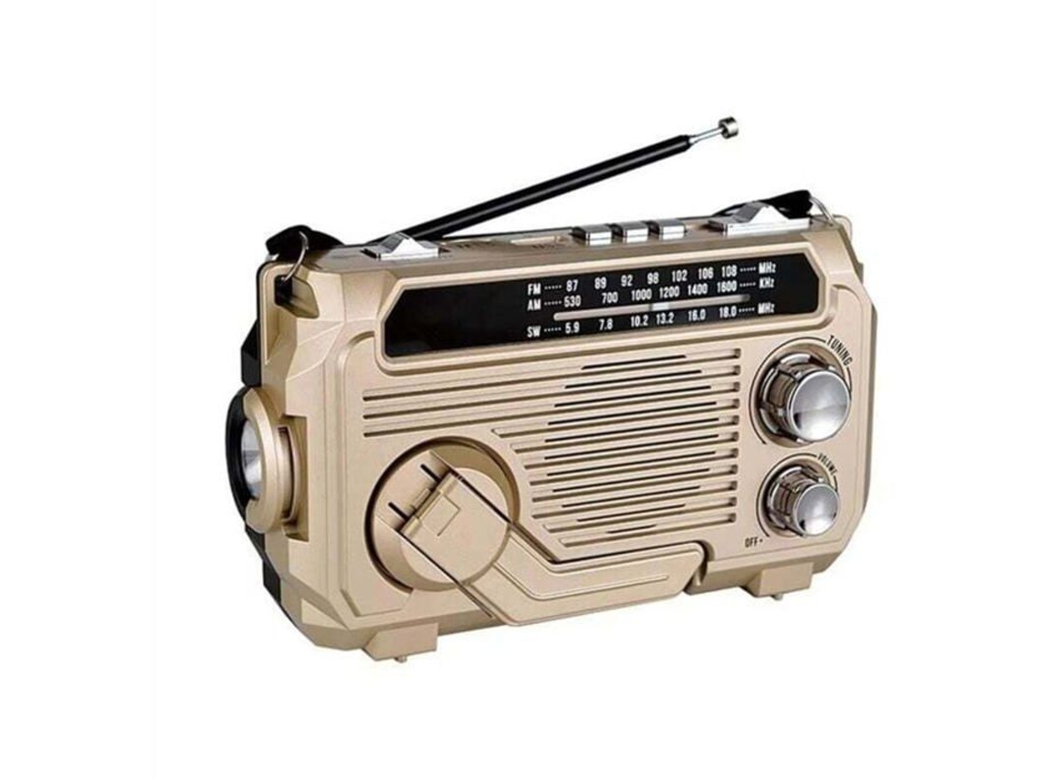 Radio Fm Am Sw À Charge Solaire, Récepteur De D'urgence Manivelle, Bluetooth 5.2, Support Tf Usb, Or