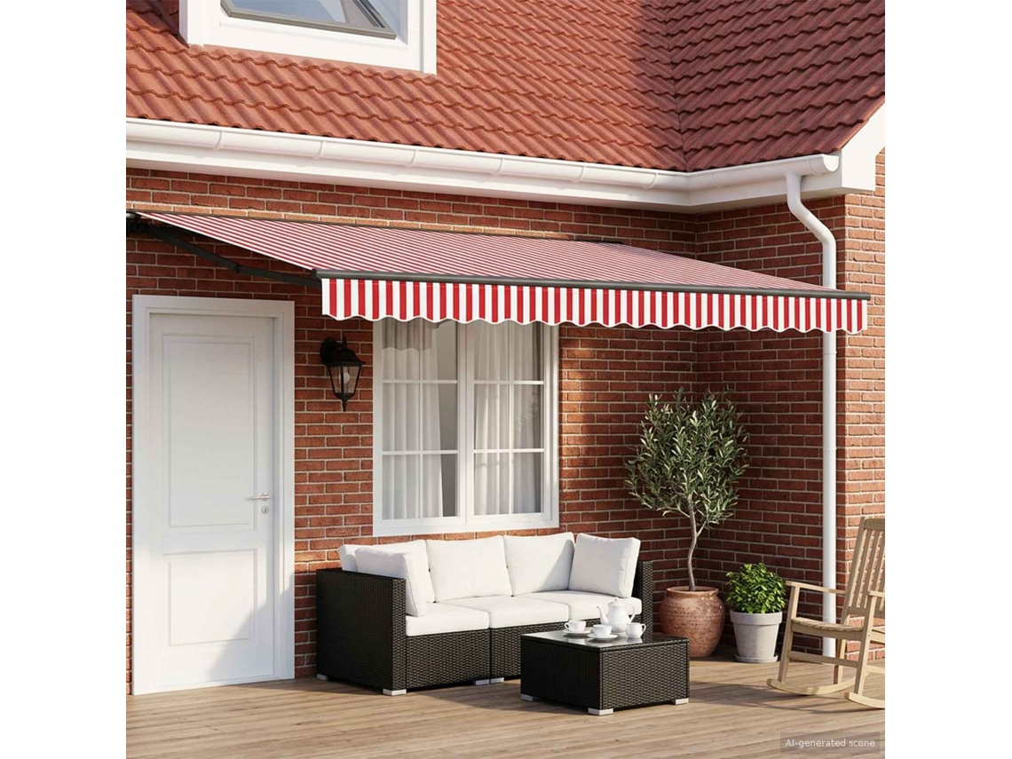 Vidaxl Estrutura De Toldo Manual Com Leds 4,5 × 3,5 M