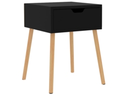Mesa de Cabeceira Brilhante Madeira Preto