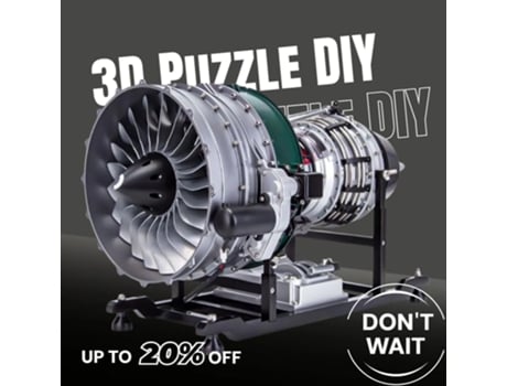 1000 peças de motor turbofan de eixo duplo, kit de aviação faça você mesmo em metal, escala 1/10, modelo colecionável de turbina a jato, branco. Viewleaf