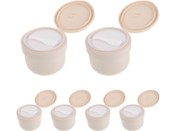 Conjunto De 6 Potes De Plástico Reutilizáveis Para Esfoliante Corporal Com Colher.