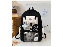 Mochila Com Pingente De Boneca Para Proteger A Coluna, Adequada Para Uso Estudantil No Campus. Tamanho L, Preto