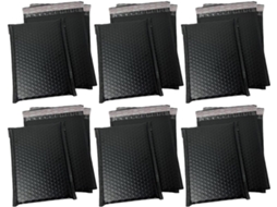 Pacote com 50 Sacos de Plástico Bolha Pretos em PE, Fáceis de Usar e Resistentes a Impactos, para Pequenos Vendedores Online.