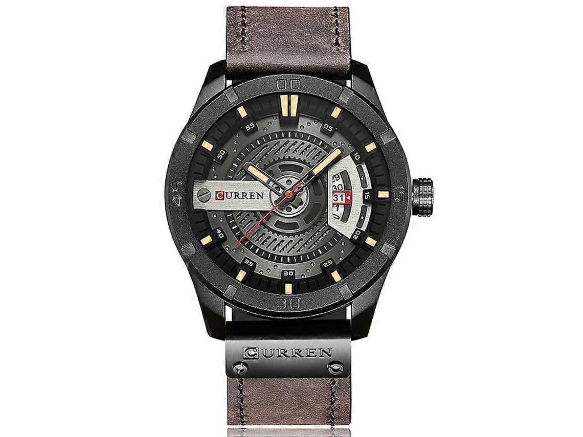 Relógio De Pulso Masculino Curren M8301, Estilo Militar Esportivo, Com Relógio De Quartzo, Data E Pulseira De Couro.