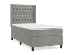 Cama com Molas/colchão 100x200 Cm Veludo Cinza claro MAISON EXCLUSIVE