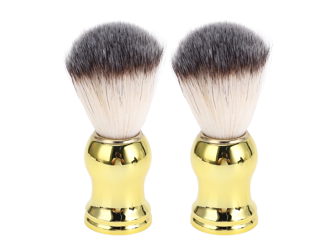 2pcs Escova De Barbear Sintética Para Creme De Barbear, Fácil De Limpar, Cabo Curvo E Cerdas Fina