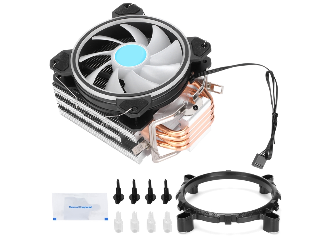 Resfriador De Cpu Com Dissipação Rápida De Calor, Quatro Pipes De Cobre Puro, Ventoinha Silenciosa Com Radiador Rgb