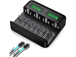Lurelia Carregador De Pilhas Dc5,0v Dc1,2v 2a 5,0v 1,2v Para Recarregáveis Com Visor Lcd