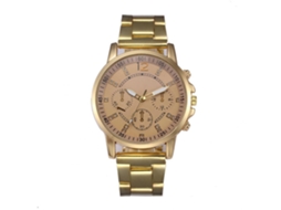 Relógio analógico de quartzo unissex casual com pulseira de aço (dourado)