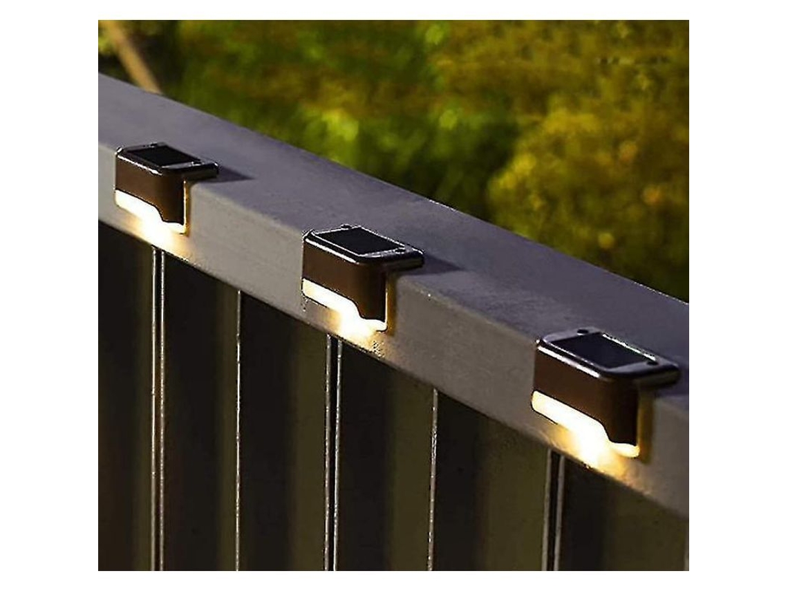 4 Luminárias Solares Para Deck Exterior, Luz Quente, Automáticas, À Prova De Água, Led Solar