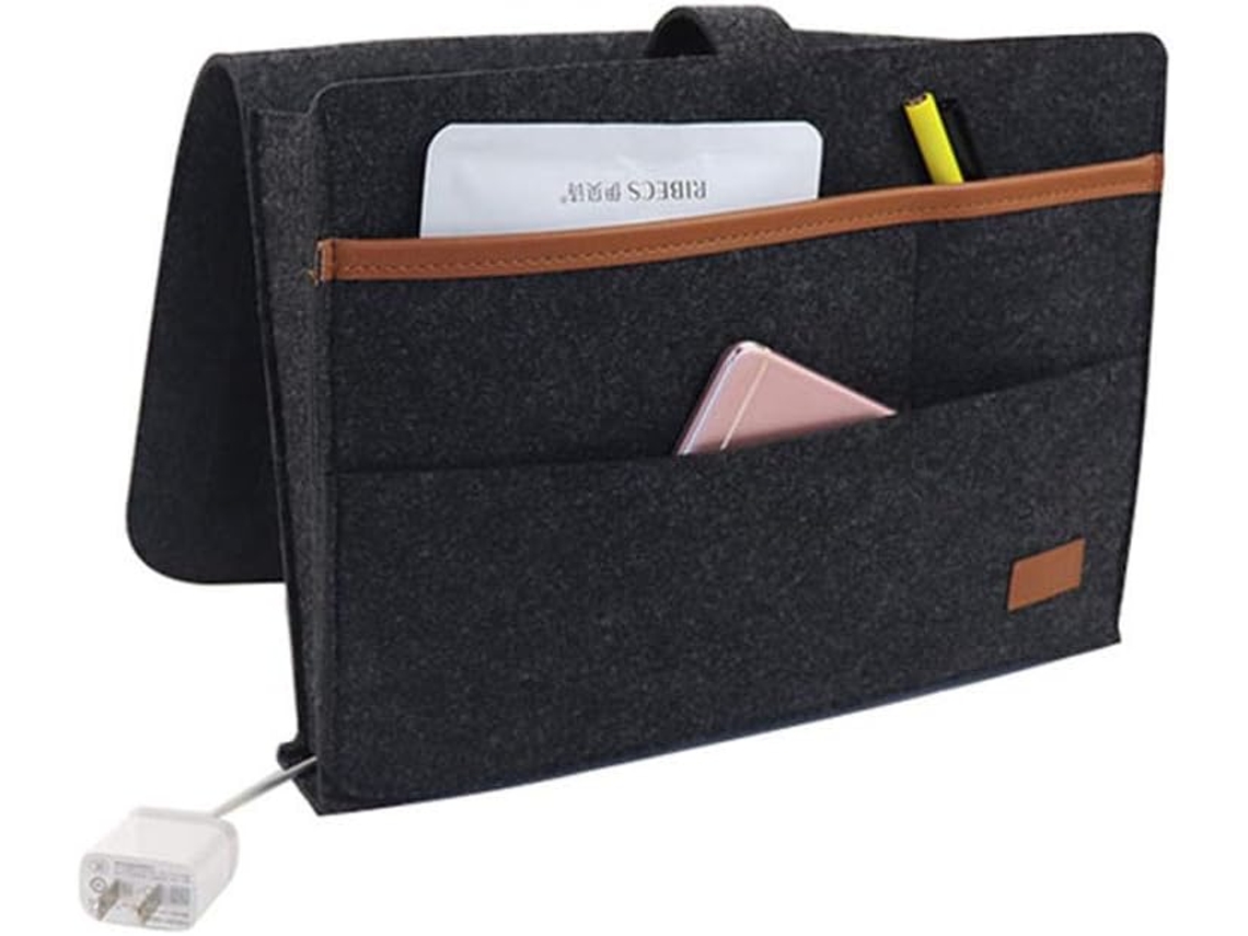 Lurelia Bolsa De Cabeceira, Em Feltro, Para Cama, 34,5 X 25 X 9 Cm, Preto/cinza