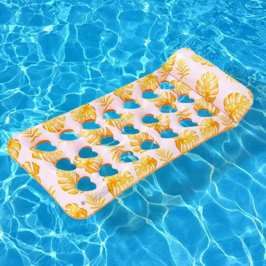 Boia Inflável Em Formato De Folha, Rede Com Estampa De Folha, Prancha Flutuante Para Festa Na Piscina Para Adultos