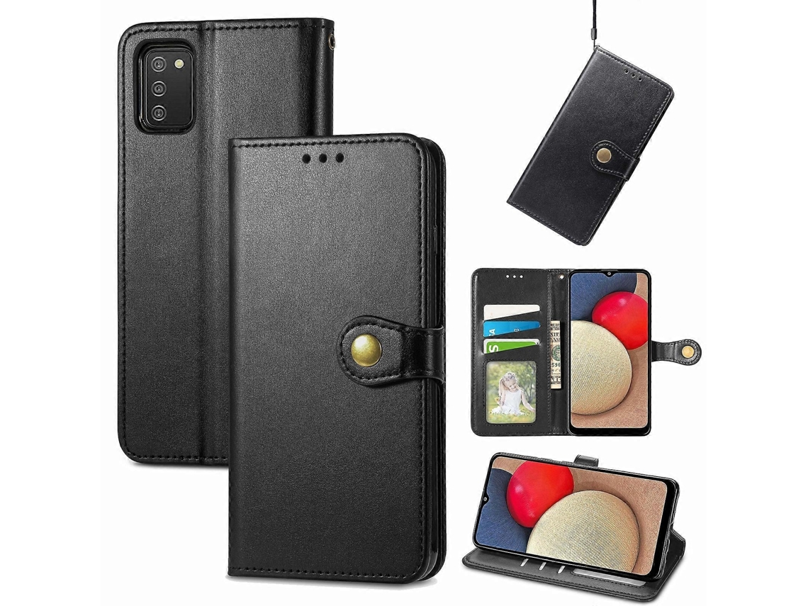 Capa De Couro Maciça Para Samsung Galaxy A03s 166mm Com Fivela, Cordão, Porta-retratos, Compartimento Para Cartões, Carteira E Função De Suporte.