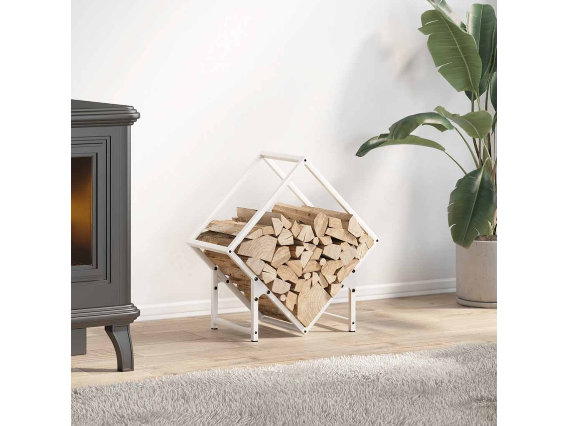 Vidaxl Suporte Para Lenha 50x25x50 Cm Aço Laminado A Frio Branco