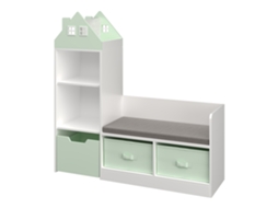 Banco Para Crianças Com Prateleira Vipsali 100x99x30 Cm Verde Menta/branco [EN.CASA]