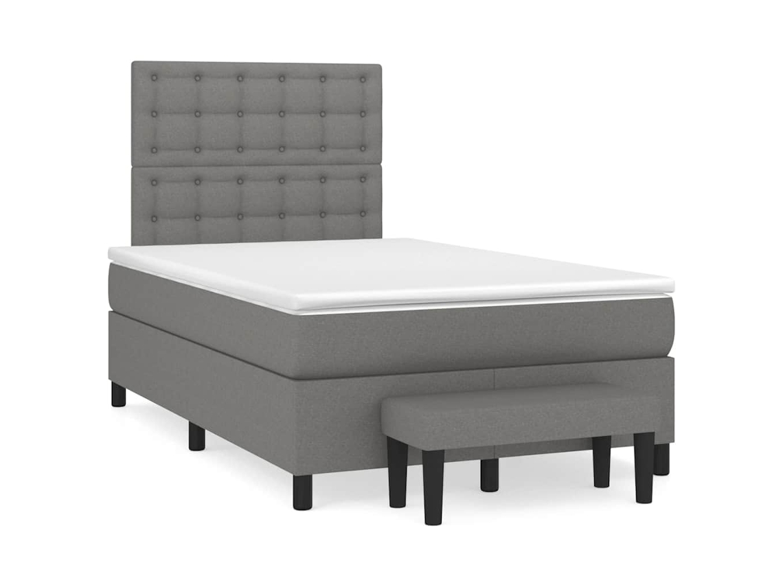 Vidaxl Cama Boxspring Com Colchão 120x190 Cm Tecido Cinzento-escuro