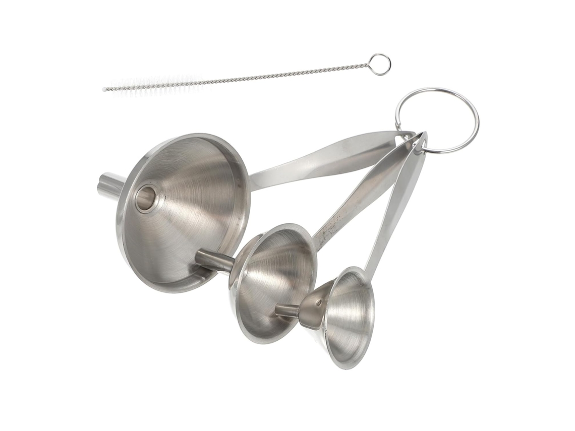 Conjunto De 3-mini Filtros Cozinha Em Aço Inoxidável Fomiyes Com Escova Limpeza, Filtro De Óleo E Transferência Precisa