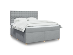 Vidaxl Cama Com Molas/colchão 180x200 Cm Tecido Cinzento-claro