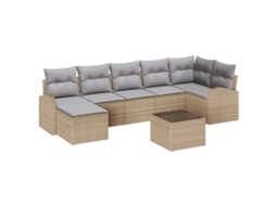 Conjunto 8 Conjunto De Sofá De Jardim Vidaxl Bege Vime Pe (289 X 124 X 85 Cm)