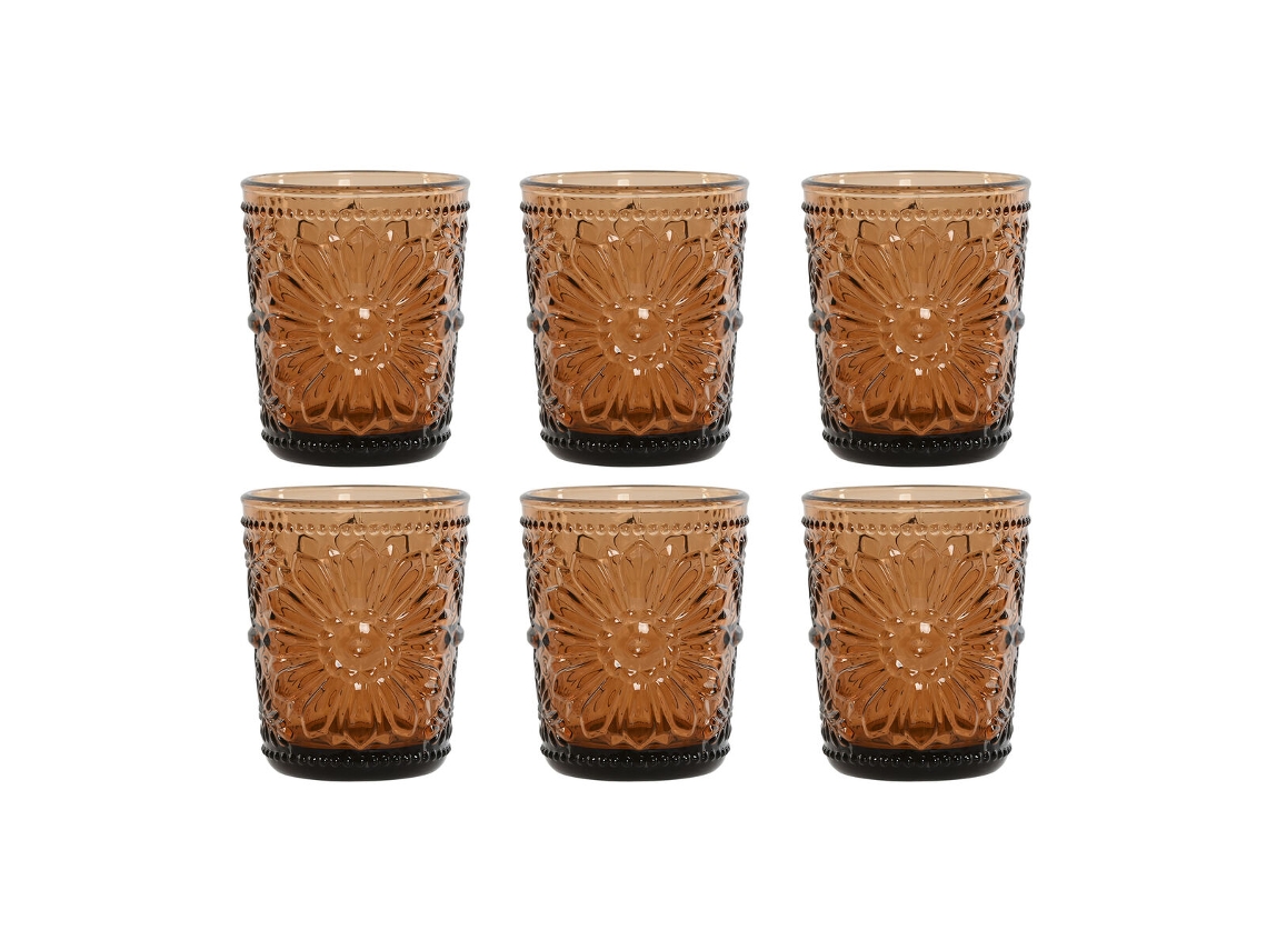 Conjunto de copos de cristal âmbar Home Esprit (6 peças)