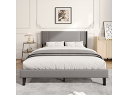Cama De Casal Estofada 160x200, Cama Juvenil, Estrado De Ripas Funcional Mexus