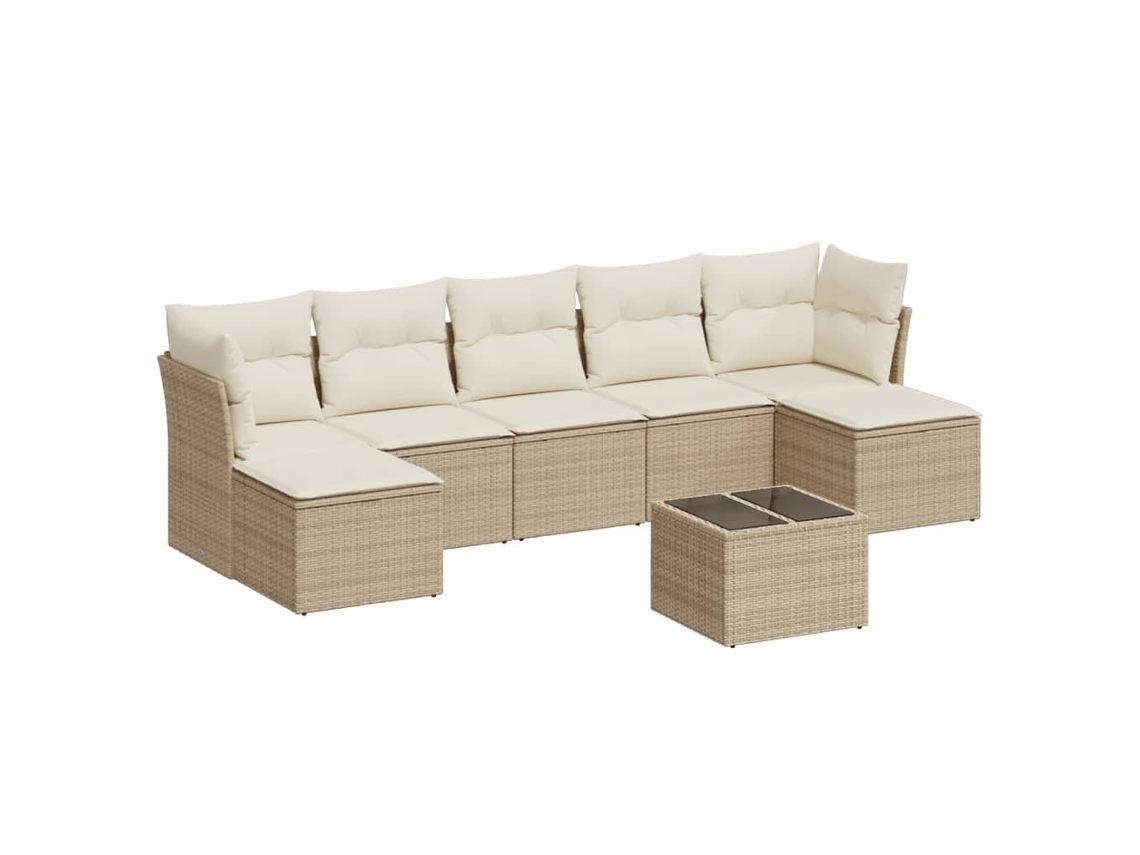 Maison Exclusive - 8 Pcs Conjunto De Sofás P/ Jardim Com Almofadões Vime Pe Bege