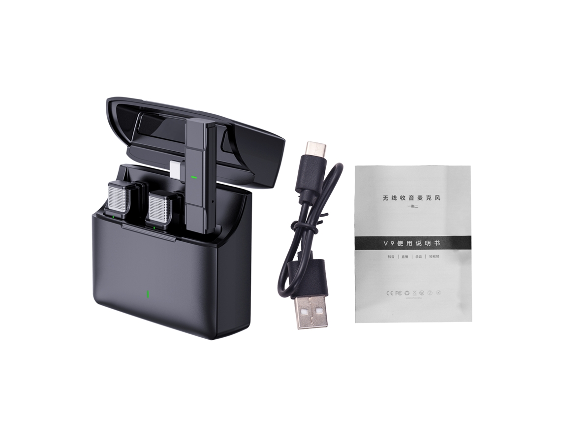 Microfone sem fio de lapela One Trigger Two 2.4G para celulares Android, conector Tipo C, cancelamento de ruído, alcance de 100m