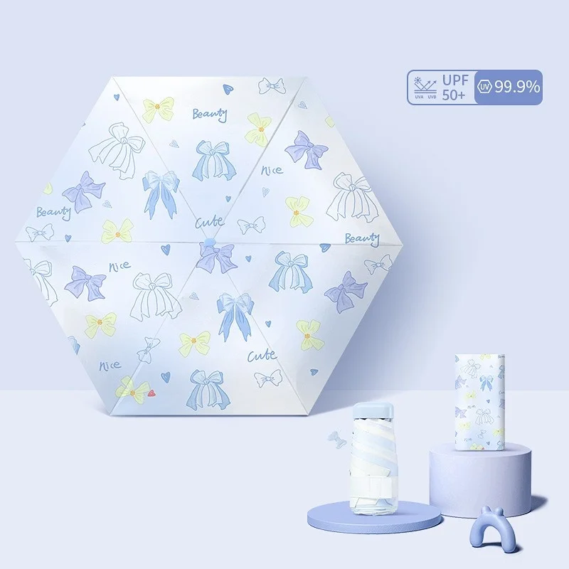 Guarda chuva Dobrável de Bolso Pequeno MDUG em Formato de Borboleta com Seis Dobras (azul 6k)