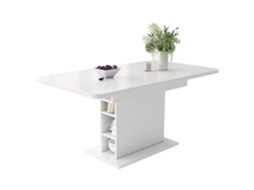 Mesa Extensível Retangular em Ferro Branco, para Cozinhas e Salas, 140x80cm PAPRIKA