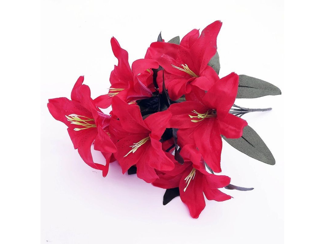 2pcs Lírio Artificial 10 Cabeças Flor Fake Para Decoração De Casamento E Festas Rojo