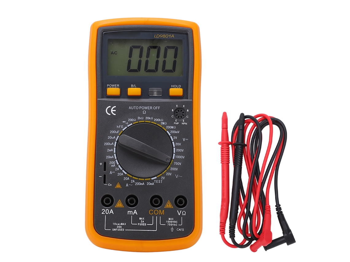 Multímetro Digital Portátil Lcd com Proteção Contra Sobreload e Backlight Ld9801a