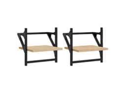 Prateleiras de Parede com Barras Conjunto de 2 Carvalho Sonoma MAISON EXCLUSIVE (30x25x30 cm)