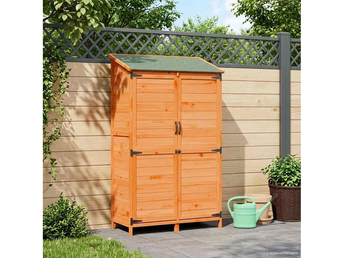 Vidaxl Galpão De Jardim Com Telhado Castanho 106,5 X 56 X 176 Cm