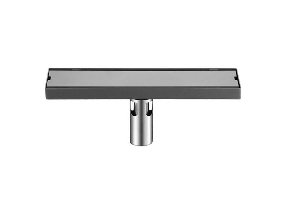 Placa de Ralo Linear de 12'' com Acabamento em Azulejo Preto, Aço Inoxidável 304, Ralo Retangular para Piso de Chuveiro. AQUAFORGE