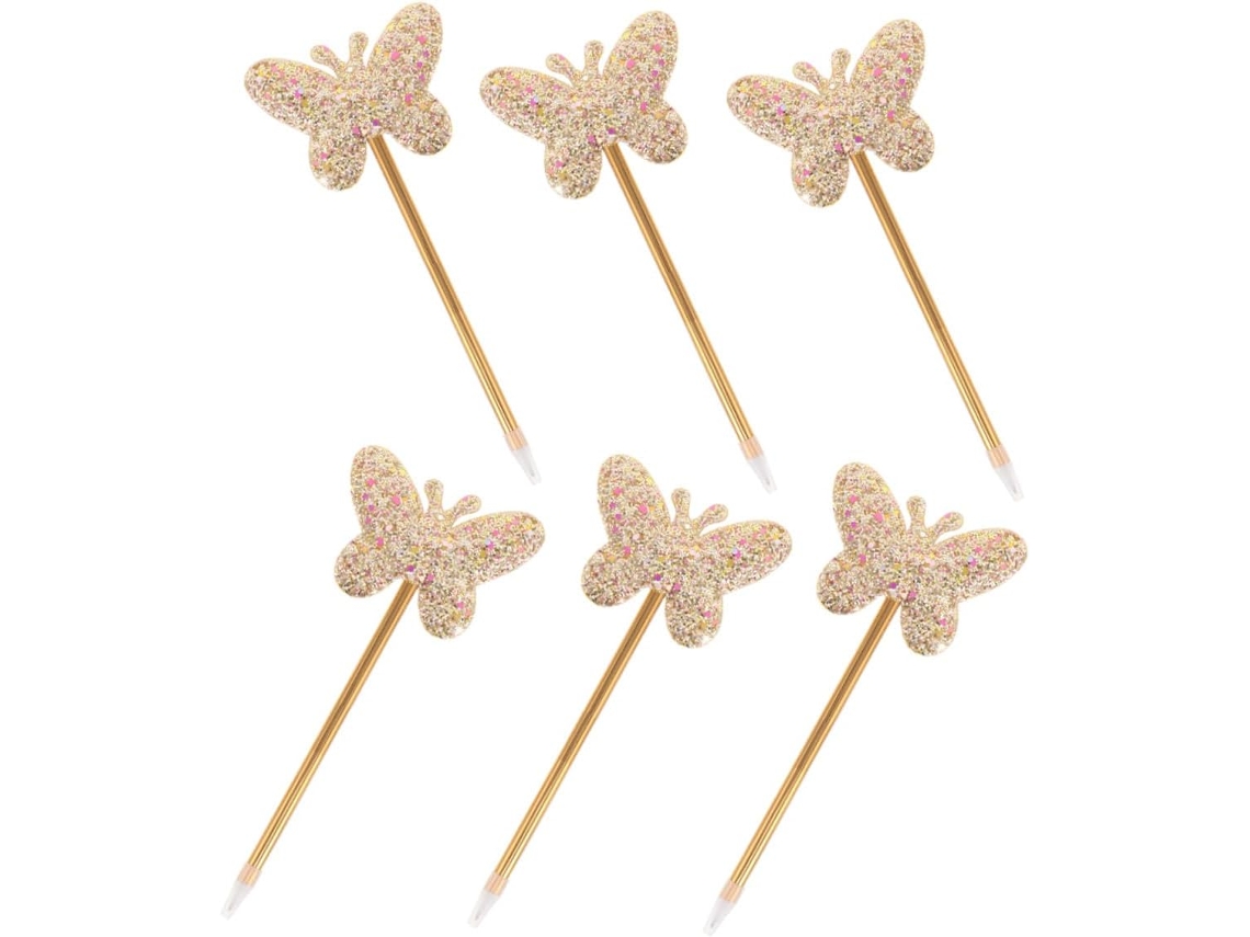 Conjunto De 6 Canetas Em Gel Com Glitter Formato Borboleta, Neutras,