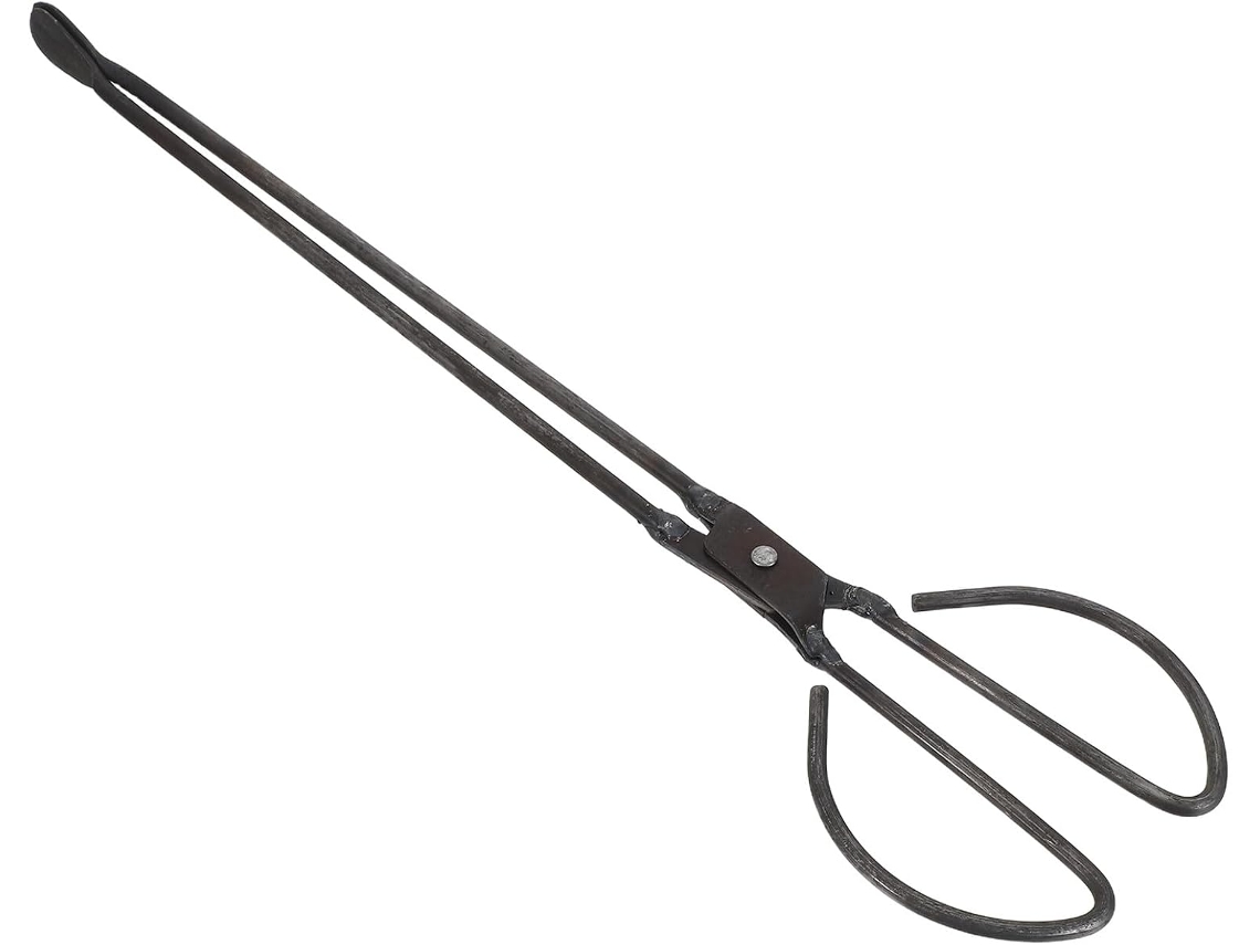 Pinça Manual Para Lenha Vicasky, 48cm, Cabeça Plana, Aço, Pinça Para Carvão E Briquetes De Lenha, Ferramenta Para