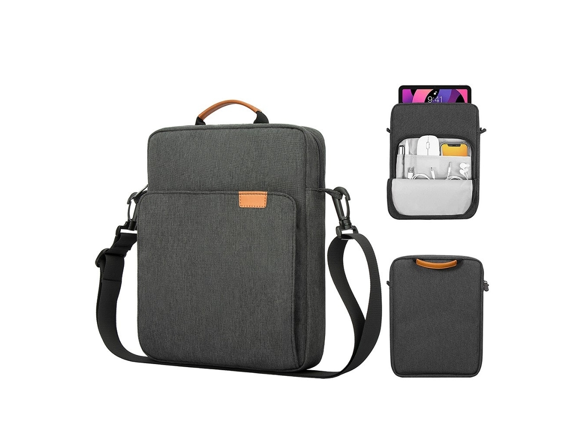 Bolsa De Ombro Para Laptop De 11 Polegadas Em Nylon Impermeável Cinza Escuro