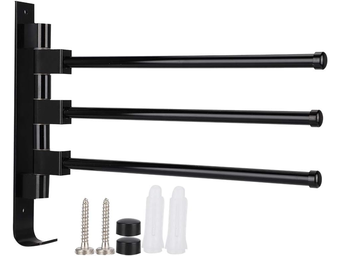 Suporte De Toalhas Para Banheiro, Suporte Giratório De Alumínio Com 3 Hastes, 32cm De Espaço, Para Toalhas, Barra De