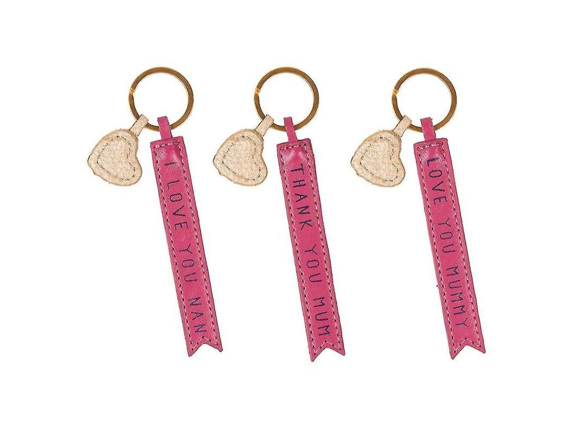Chaveiro De Dia Das Mães Com Tag De Couro Falso Rosa E Mensagem Aleatória