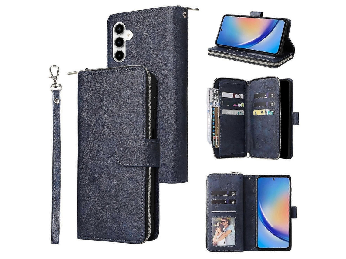 Capa Para Samsung Galaxy A35 5g Com Zíper, Bolso Em Couro Pu E 9 Compartimentos Para Cartão (multicolorida)