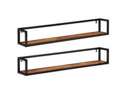 Vidaxl Prateleiras De Parede 2 Pcs 110x17x17 Cm Acácia Maciça E Ferro