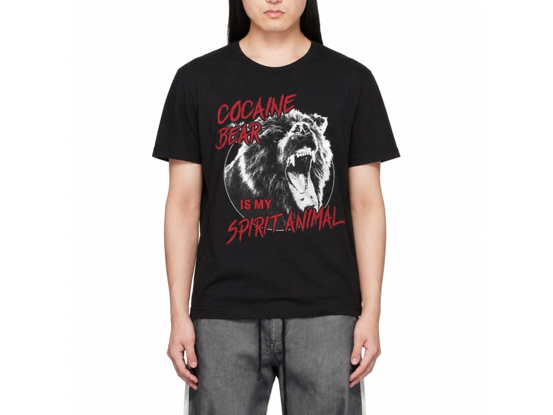 Rockinstone Cocaine Bear Spirit Animal Black Adult T-shirt Size:xxxl