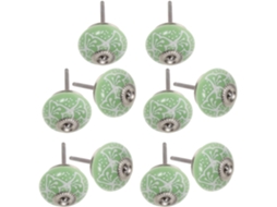 Luxshiny Conjunto De 10 Puxadores Redondos Cerâmica Verde Para Gavetas, Armários, Cômodas E Móveis Em Geral Dimensões