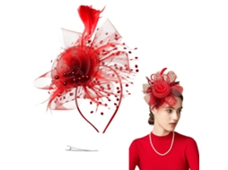 Laxiscreed Acessório De Cabelo Com Flor Vermelha E Pena Para Casamentos E Festas