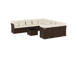 Conjunto de 12 Sofás Jardim com Almofadões Vime Pe Castanho MAISON EXCLUSIVE