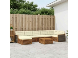 Vidaxl Conjunto De Sofás Para Exterior 8 Pcs Natural E Creme