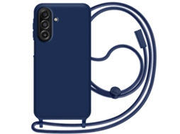 Avizar Capa Para Samsung Galaxy A17 Em Silicone Com Cordão De Pescoço Azul Escuro